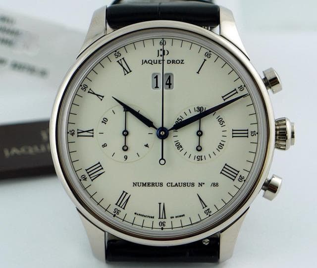 Jaquet Droz Chrono Grande Date
White Gold
Ivory Dial