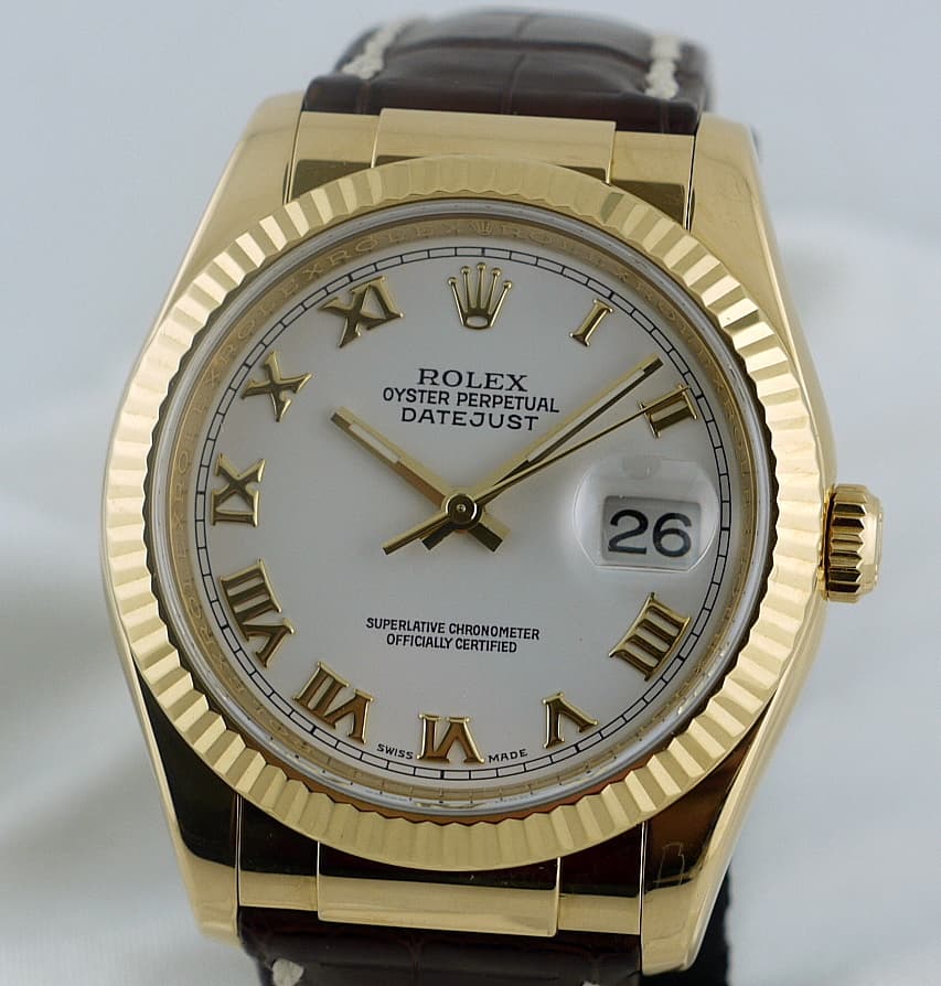 Rolex Datejust YG White Roman Dial