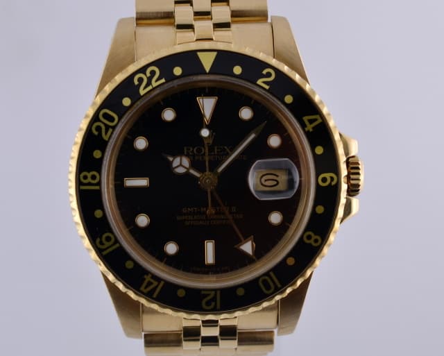 Rolex GMT Master II 18K YG/YG Black Dial Circa 1984