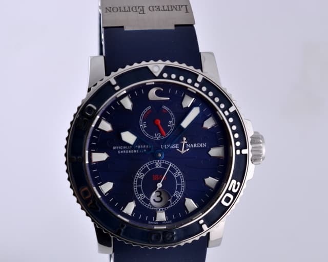 Ulysse Nardin Maxi Marine Blue Surf Blue Dial Rubber SS Limited 43MM