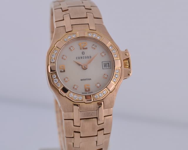 Concord Saratoga 18K RG MOP Diamond Dial