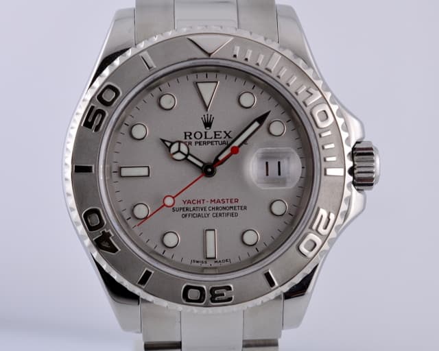 Rolex Yacht Master SS Silver Dial Platinum Bezel K Series (2002)