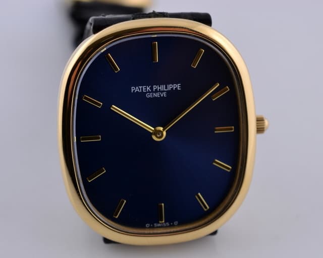 Patek Philippe Golden Ellipse 18K Yellow Gold Blue Dial