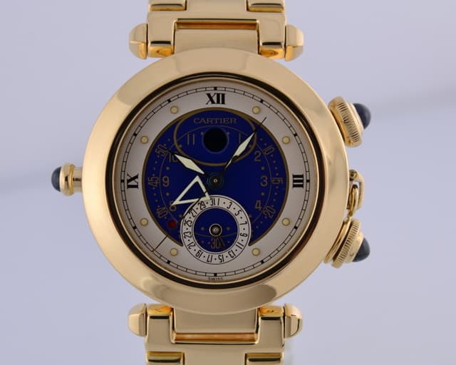 Cartier Pasha Alarm Moon 18K Yellow Gold Bracelet Quartz 38MM