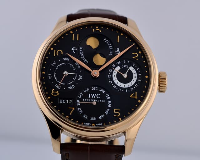 IWC Portuguese Perpetual Calendar 18K Rose Gold Black Dial 44.2MM