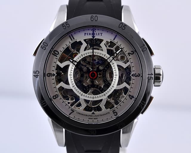 Perrelet Split Second Chronograph Skeleton Dial SS / Ceramic 43.5MM