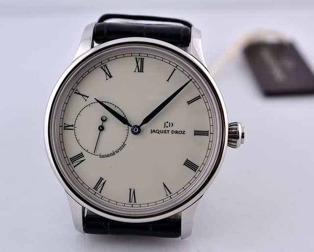 Jaquet Droz Grande Heure Minute SS Enamel Dial NEW