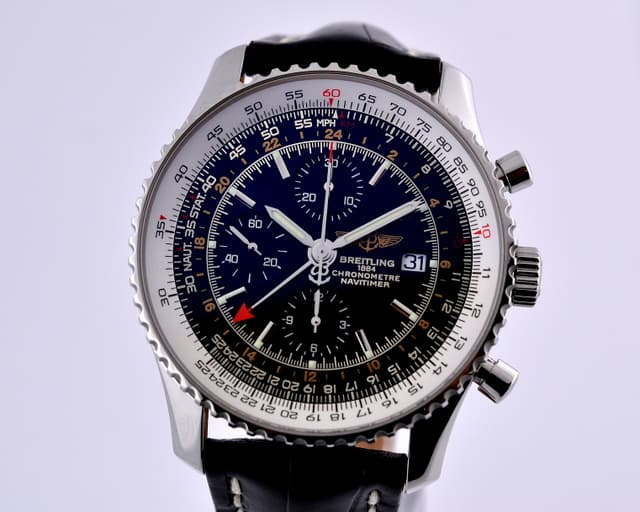 Breitling Navitimer World Chronograph Black Dial SS