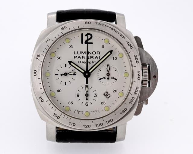 Panerai Luminor Chronograph Daylight White Dial SS