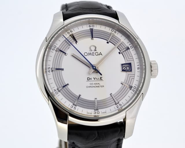 Omega De Ville Co-Axial Hour Vision Silver Dial SS / Alligator