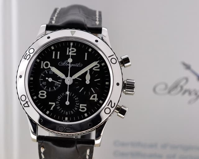 Breguet Type XX Aeronavale Black Dial SS / Alligator