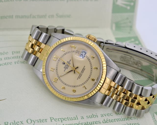 Rolex Datejust Cream Dial 18K Yellow Gold / SS