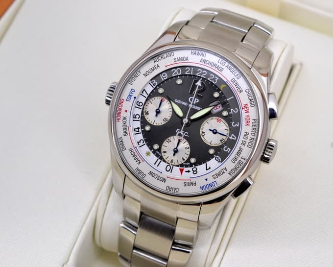 Girard Perregaux World Time WW.TC Chronograph Grey Dial SS / SS