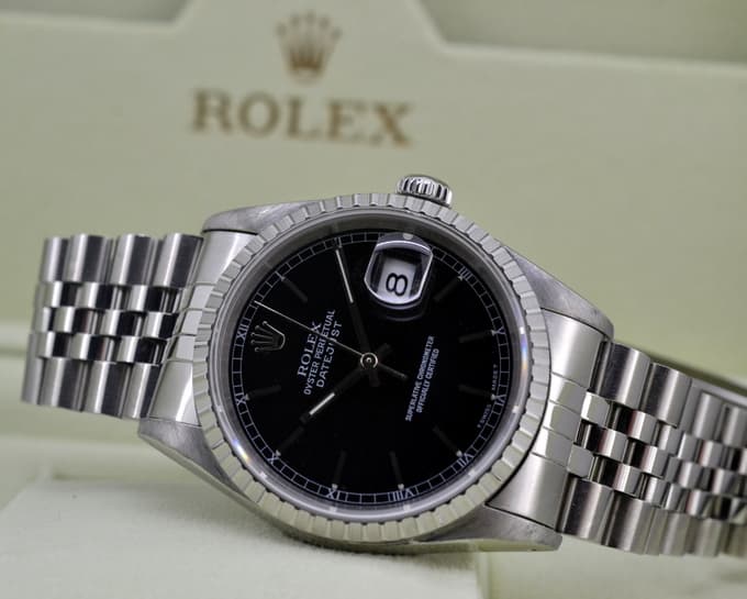 Rolex Datejust Black Dial SS Jubilee