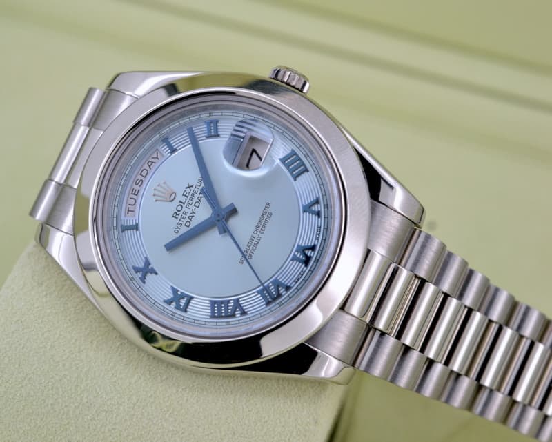 Rolex Platinum Day Date II Glacier Dial Arabic Numerals