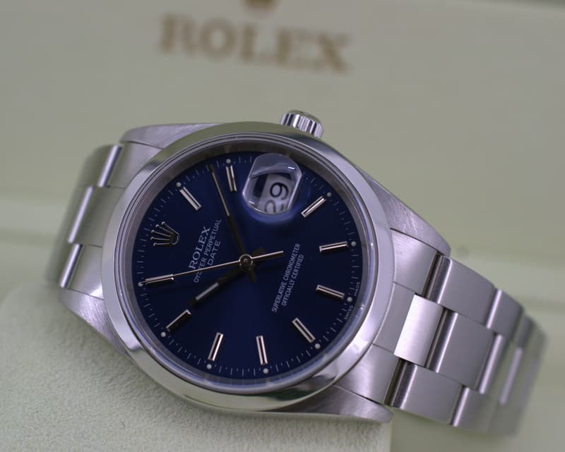 Rolex Oyster Perpetual Date Blue Dial SS