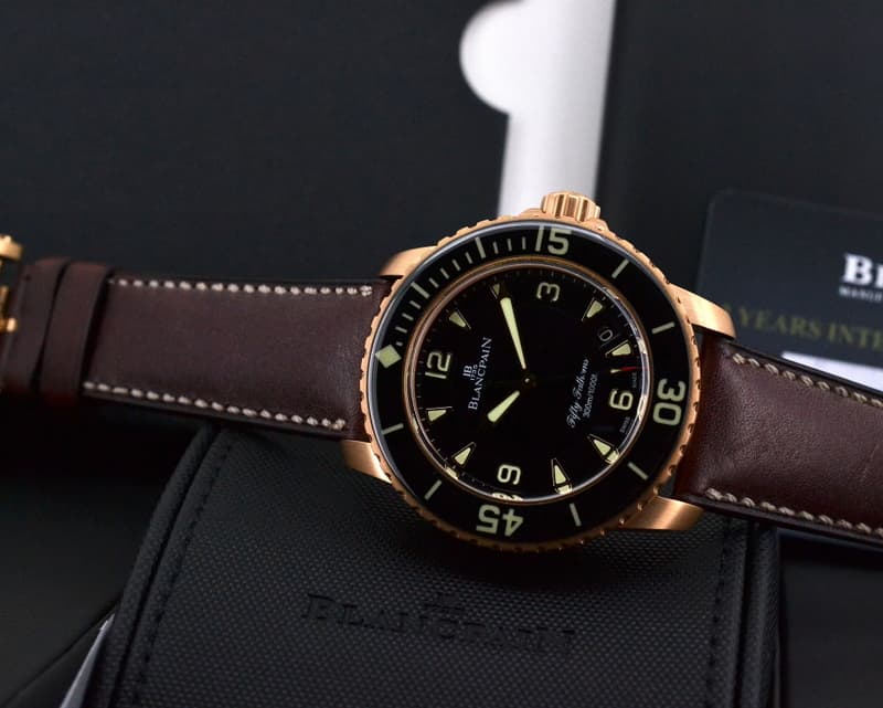 Blancpain Fifty Fathoms 18K Rose Gold / Leather UNWORN