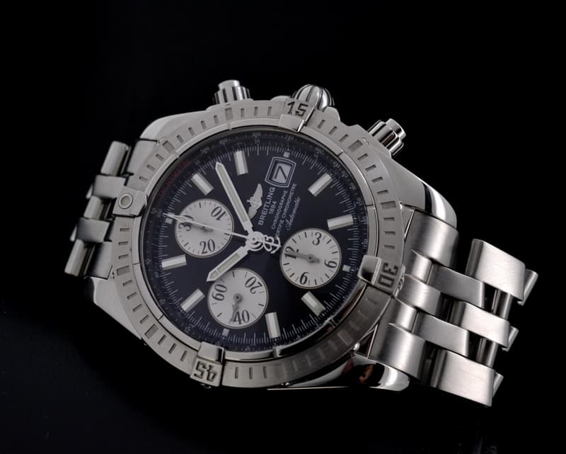 Breitling Chronomat Evolution Chronograph SS Black Dial