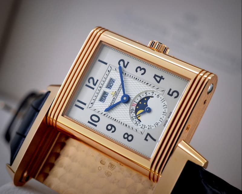Jaeger LeCoultre Reverso Grande Calendar 18K Rose Gold Silver Dial