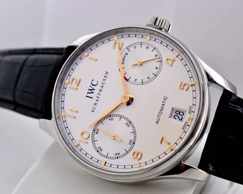 IWC Portuguese 7 Day Automatic SS Silver Dial Rose Numerals UNWORN