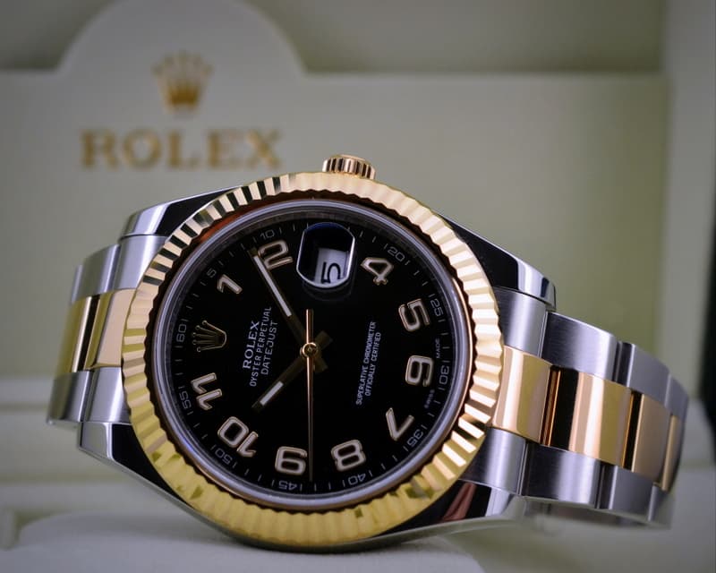 Rolex Datejust II 18K / SS Black Arabic Dial