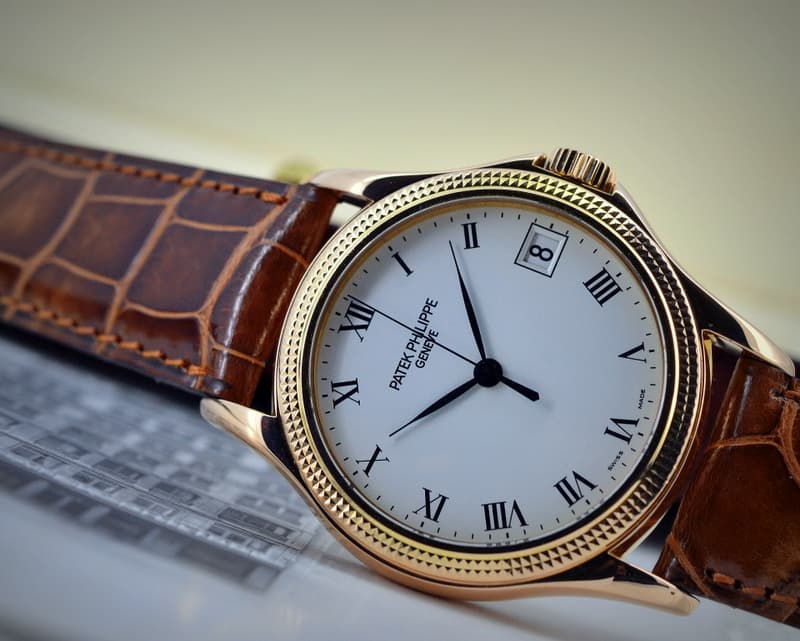Patek Philippe Calatrava 18K Rose Gold White Roman Hobnail