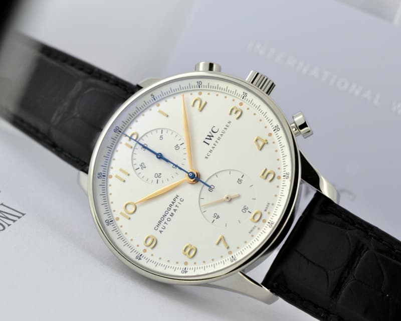IWC Portuguese Chronograph SS Silver Dial / Gold Numerals
