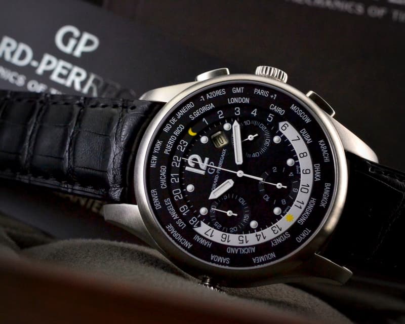 Girard Perregaux World Time WW.TC Chronograph
Black Dial SS / Alligator