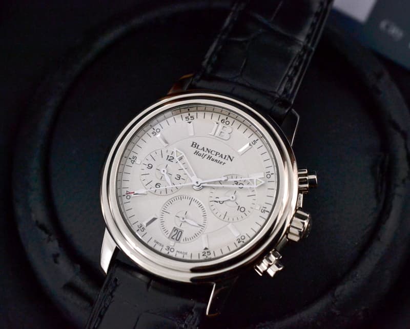 Blancpain Leman Chronograph Half Hunter 18K White Gold