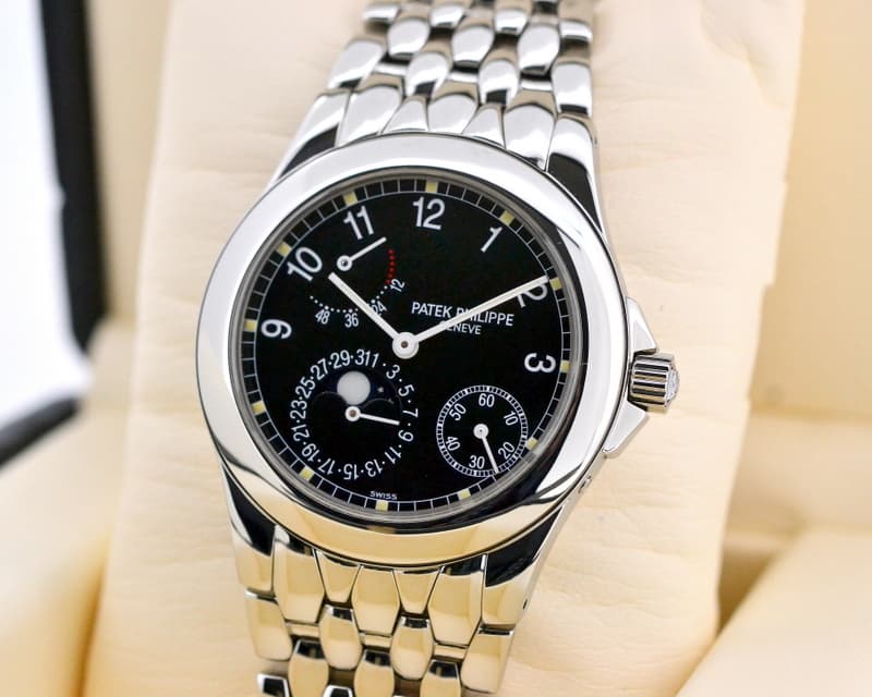 Patek Philippe Power Reserve Moon Phase Black Dial SS / SS
