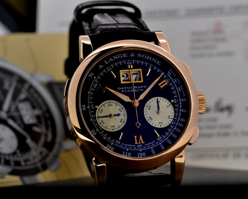 A. Lange and Sohne Datograph 18K Rose Gold Black Dial