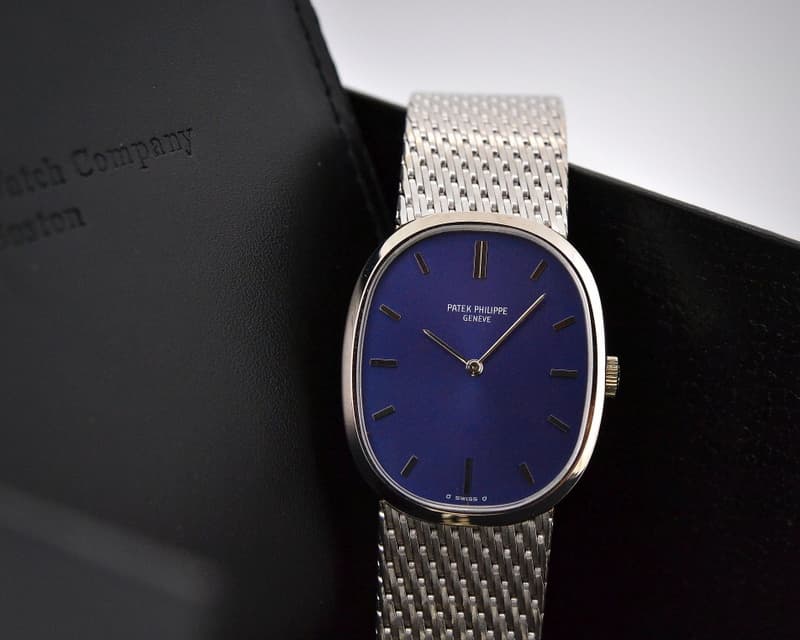 Patek Philippe Ellipse 18K White Gold / Mesh Bracelet