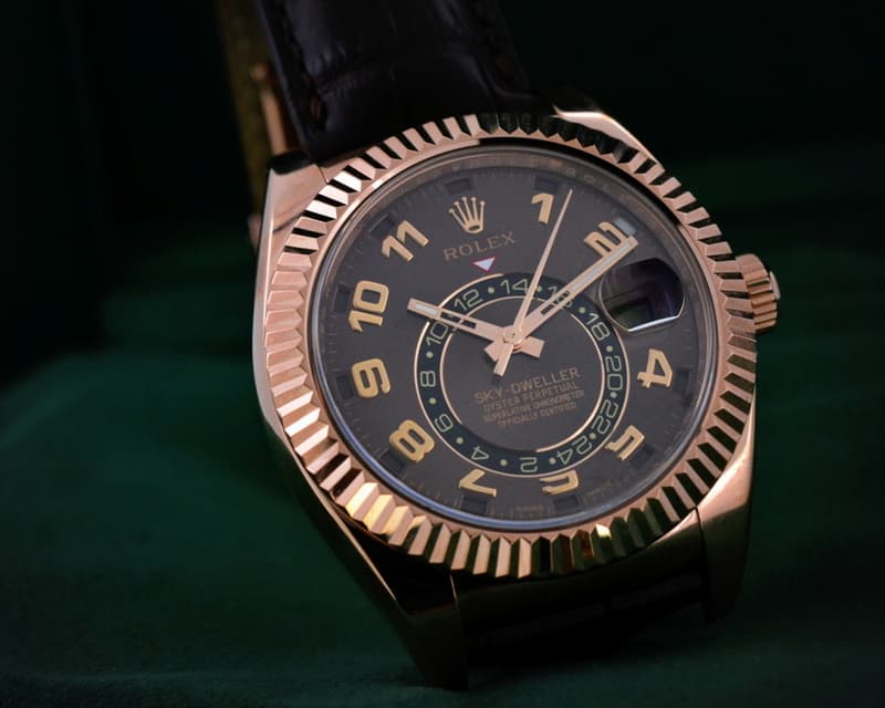 Rolex Sky Dweller Chocolate Dial 18k Rose Gold / Alligator