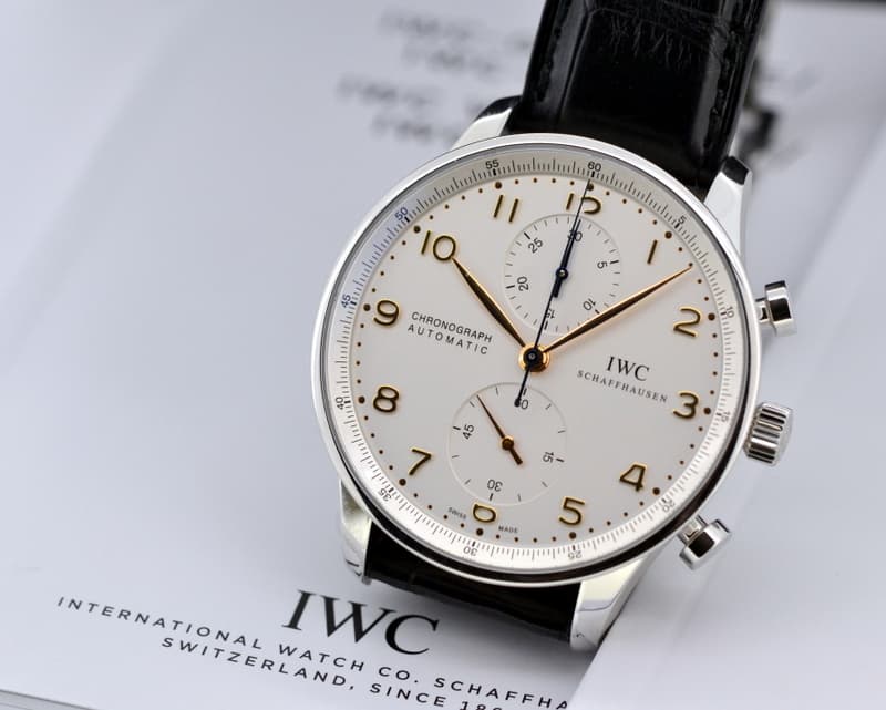 IWC Portuguese Chronograph SS Silver Dial / Gold Numerals