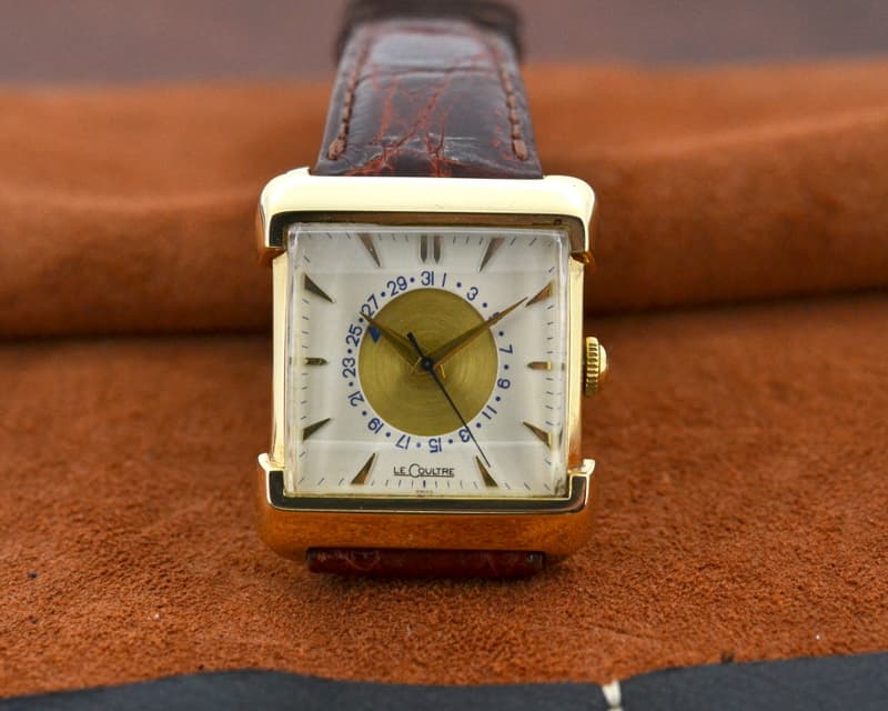Jaeger LeCoultre Vintage Square Calendar 14K Yellow Gold