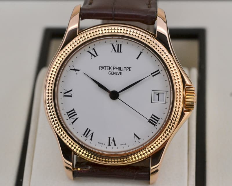 Patek Philippe Calatrava 18K Rose Gold White Roman Hobnail