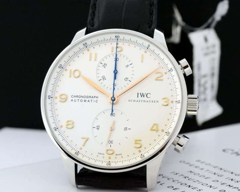 IWC Portuguese Chronograph SS Silver Dial / Gold Numerals