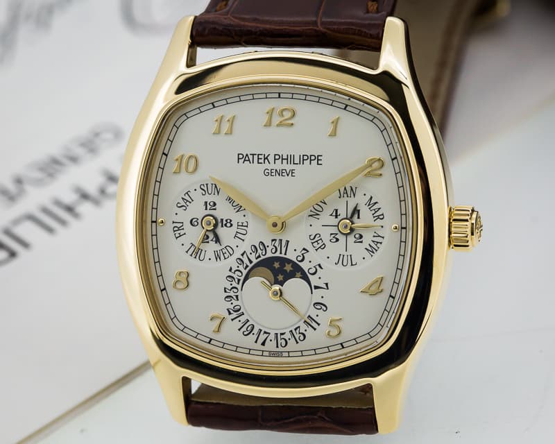 Patek Philippe Perpetual Calendar 18K Yellow Gold Cushion Case
