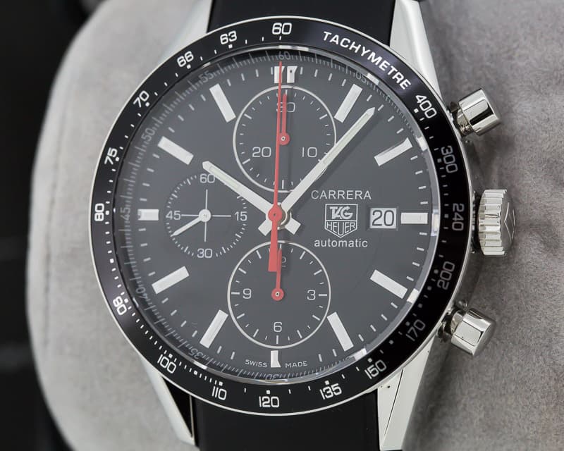 TAG Heuer Carrera Chronograph SS / Rubber Black Dial