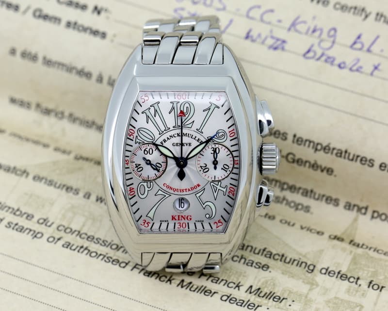 Franck Muller King Conquistador Chronograph Silver Dial SS / SS