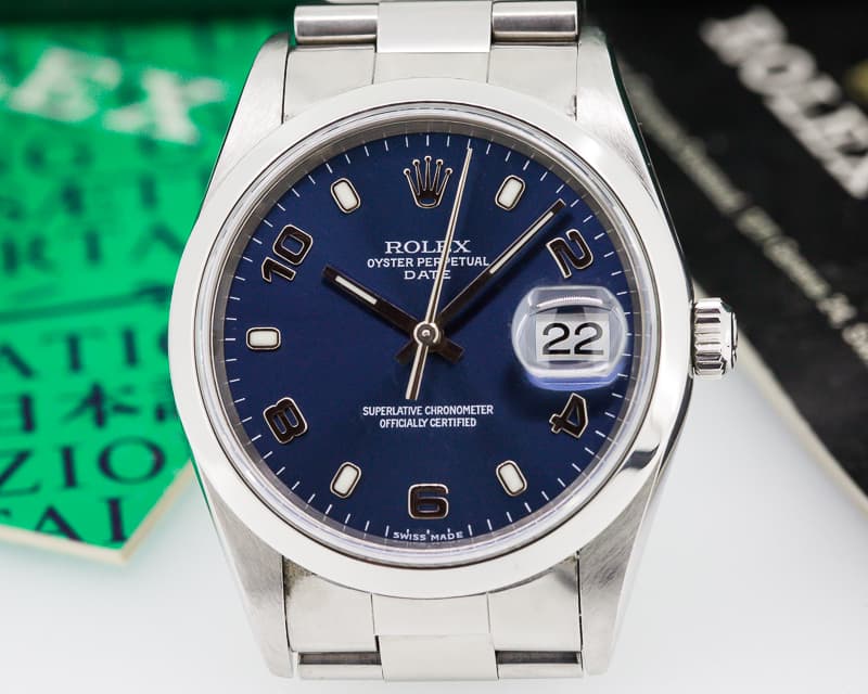 Rolex Oyster Perpetual Date Blue Dial SS