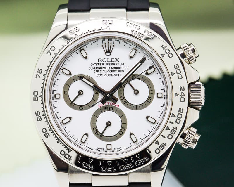 Rolex Daytona 18K White Gold / Rubber Strap
