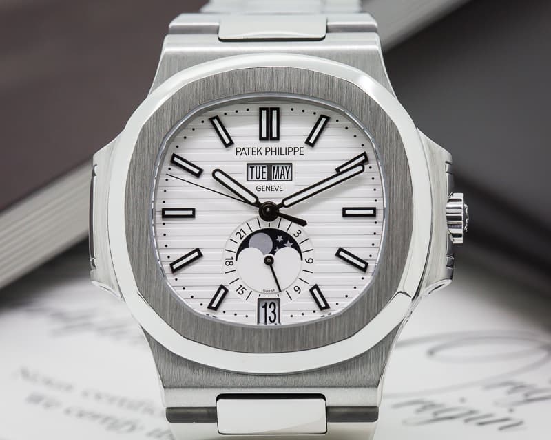 Patek Philippe Nautilus Annual Calendar Moon White Dial SS / SS