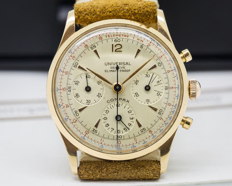 Universal Geneve Vintage Climate Proof Compax 18K Rose Gold