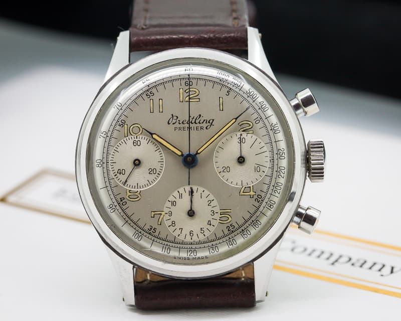 Breitling Vintage Premier Triple Register Silver Dial SS