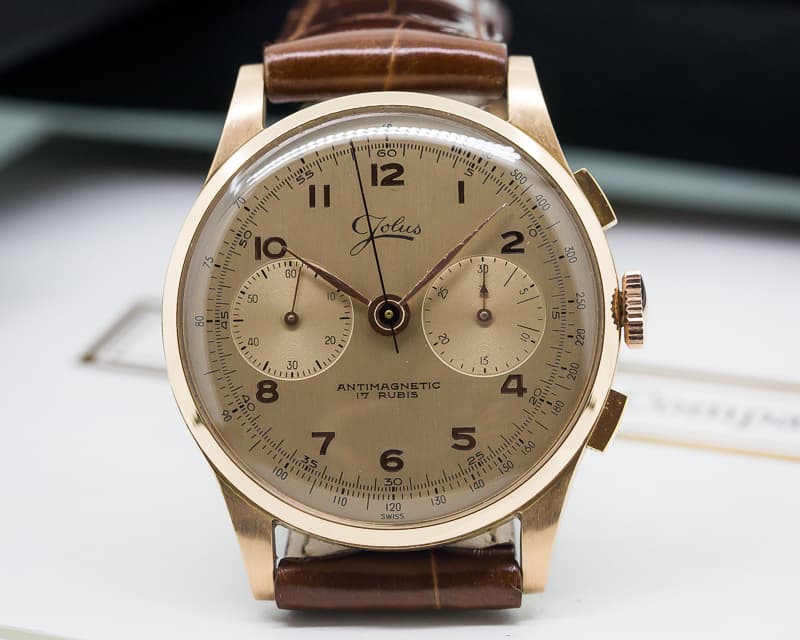 Jolus Vintage Manual Chronograph 18K Pink Gold