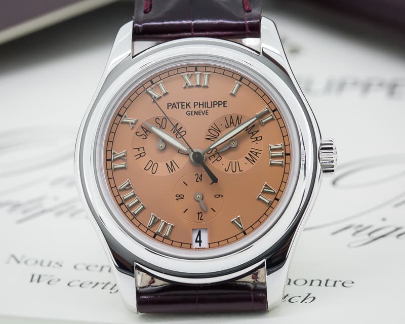 Patek Philippe Annual Calendar 18K White Gold Rose Dial