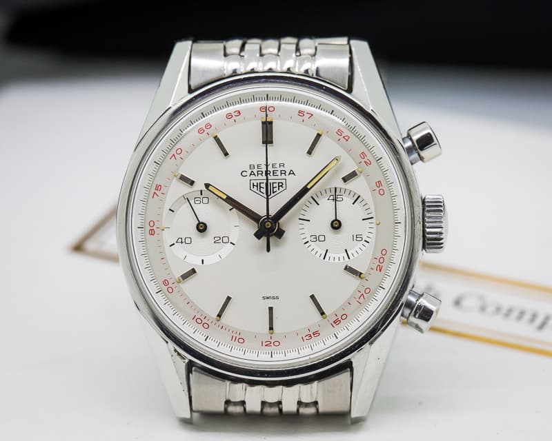 Heuer Vintage Carrera Tachy 45 Silver Dial Beyer Signature SS