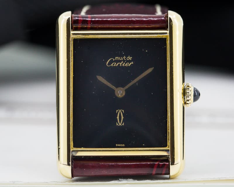 Cartier Tank Must de Cartier Vermeil Black Dial Manual Wind