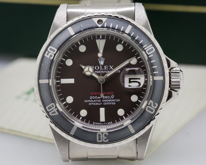 Rolex Vintage RED Submariner Tropical Meters First MKIII SS FULL SET